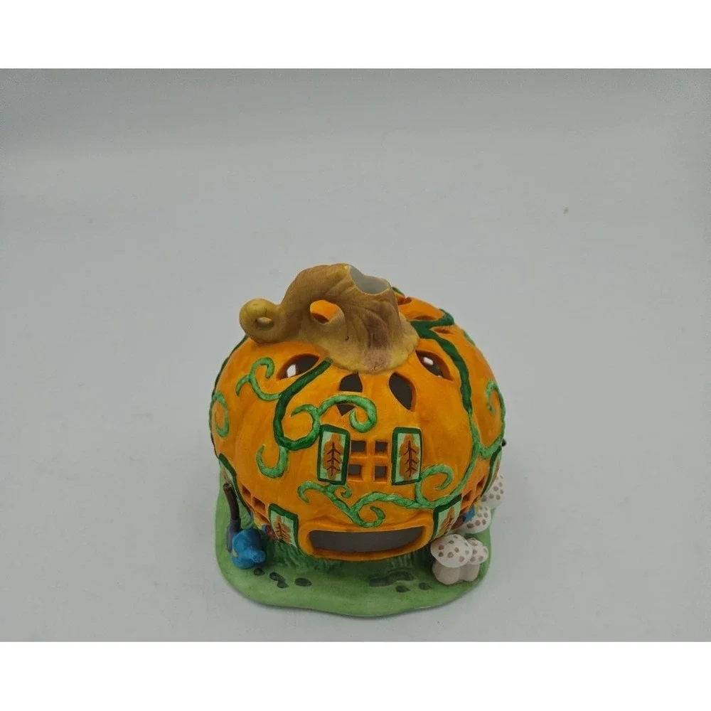 PartyLite Pumpkin Fairy House Tealight Holder Halloween Cottagecore Whimsical